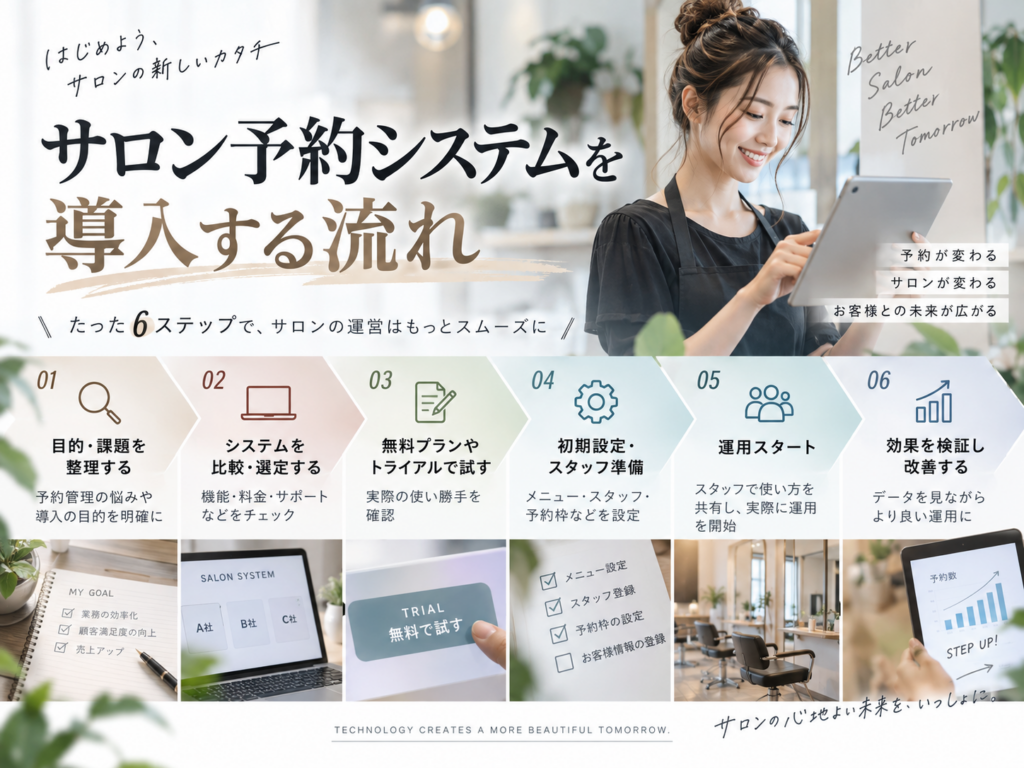 サロン予約システムを導入する流れ｜比較・選定から運用開始までの手順