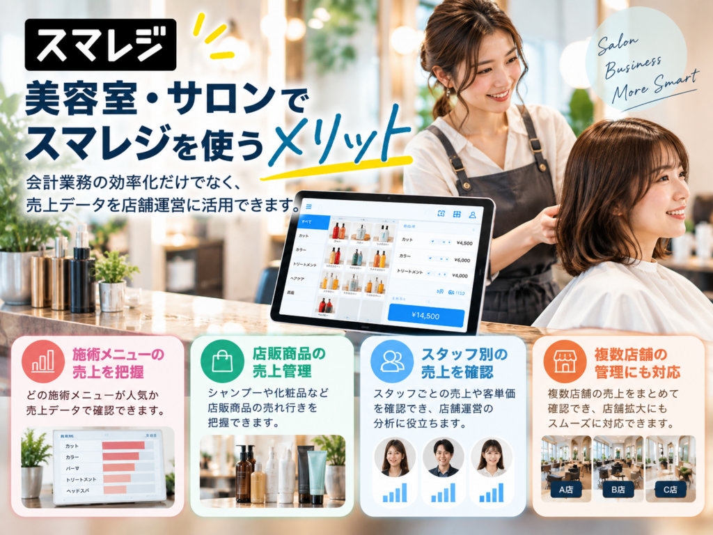 美容室・サロンでスマレジを使うメリット｜施術・店販商品・スタッフ・複数店舗の売上管理
