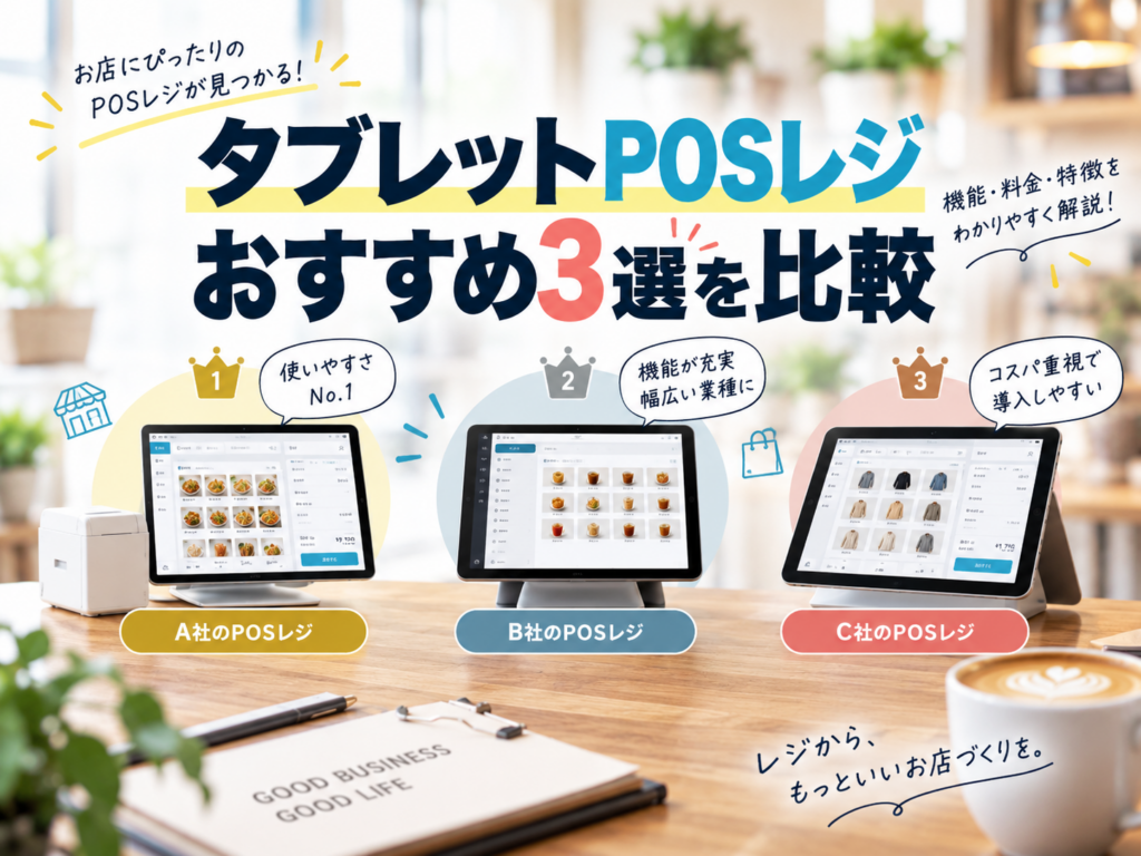 タブレットPOSレジおすすめ3選を比較|機能・料金・使いやすさの違いを解説
