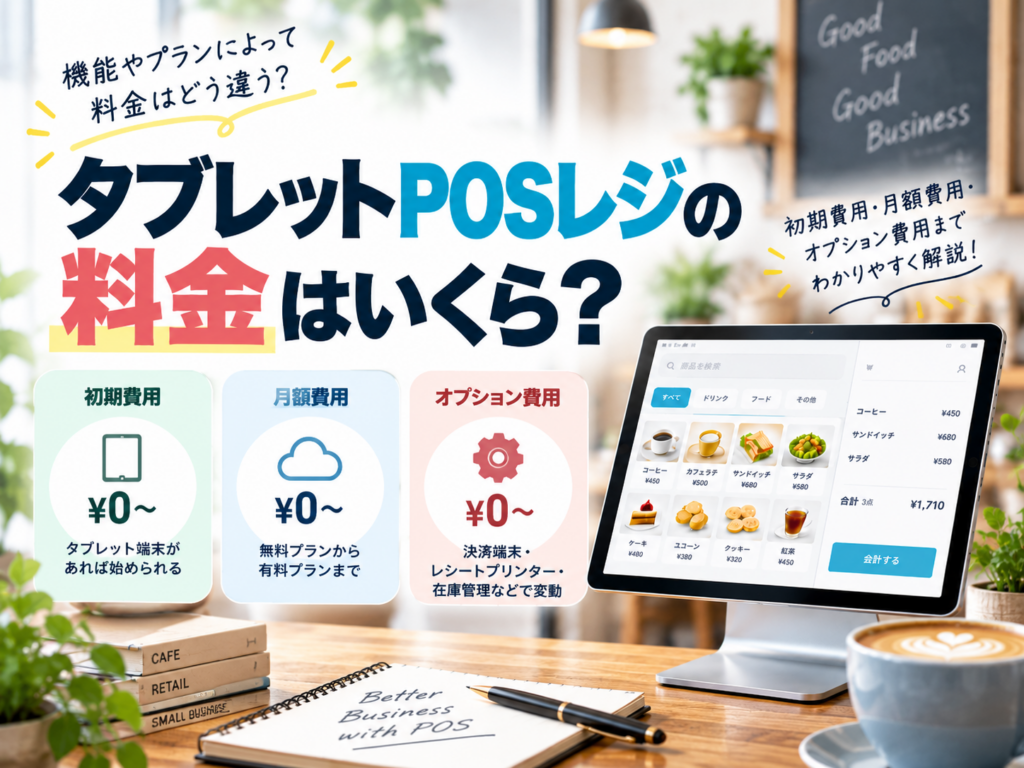 タブレットPOSレジの料金はいくら?初期費用・月額費用・オプション費用を解説