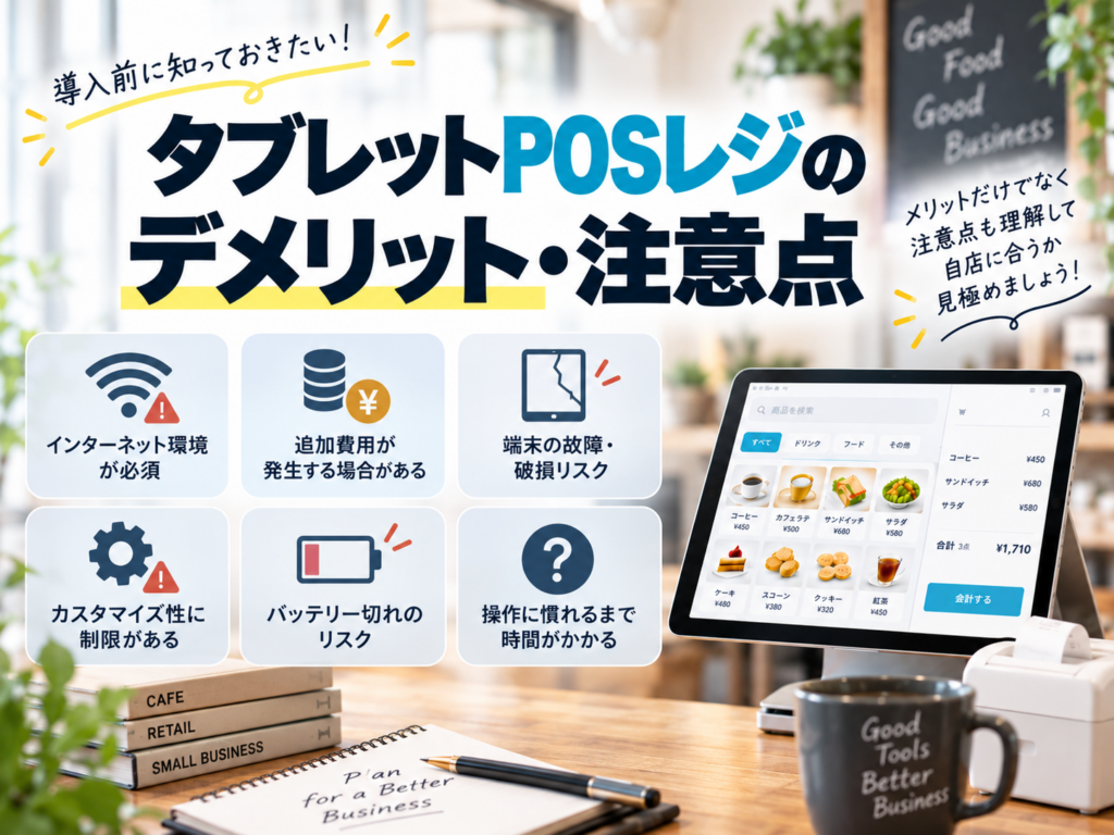 タブレットPOSレジのデメリット・注意点|追加費用・端末故障・通信環境などを解説