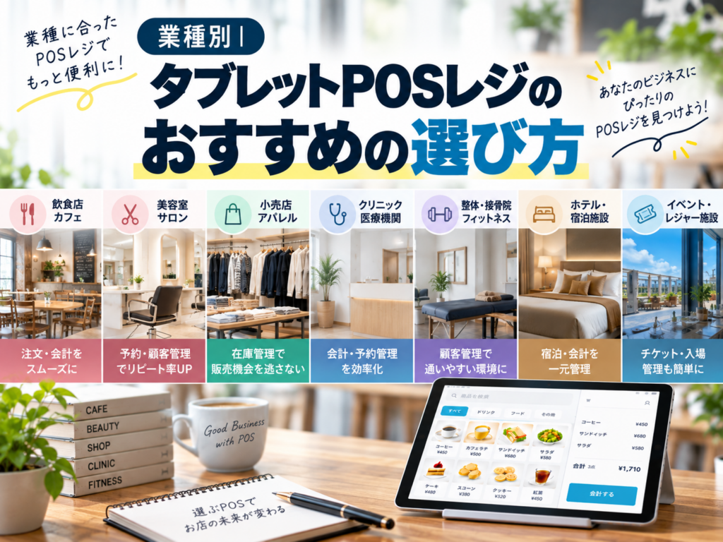 業種別タブレットPOSレジのおすすめの選び方|飲食店・美容室・小売店・クリニックなどを比較