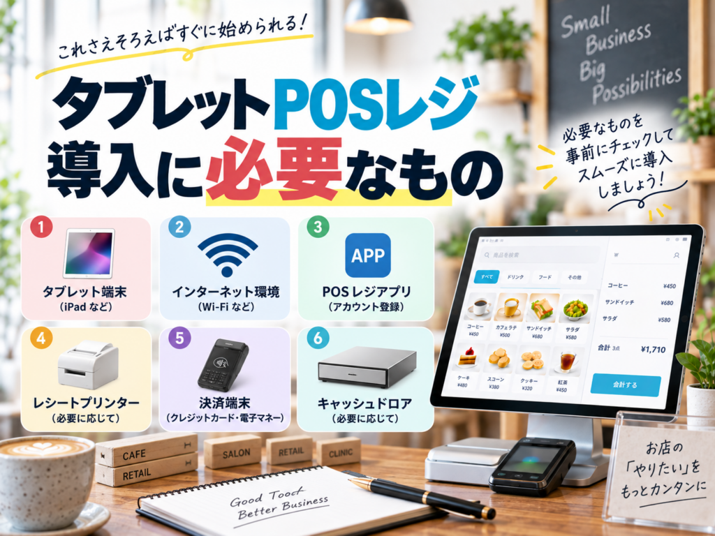 タブレットPOSレジ導入に必要なもの|タブレット端末・インターネット環境・周辺機器を解説