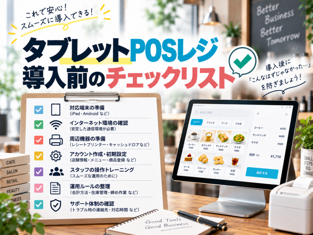 タブレットPOSレジ導入前のチェックリスト|端末・通信環境・周辺機器・初期設定を確認