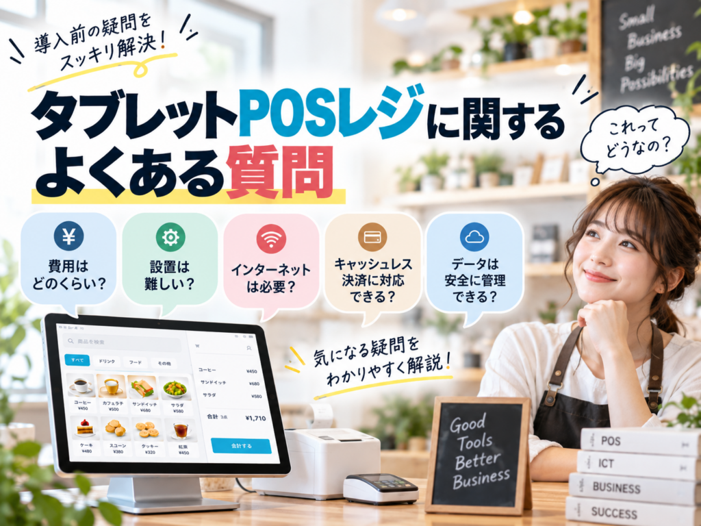 タブレットPOSレジに関するよくある質問|費用・導入方法・インターネット環境・キャッシュレス決済を解説