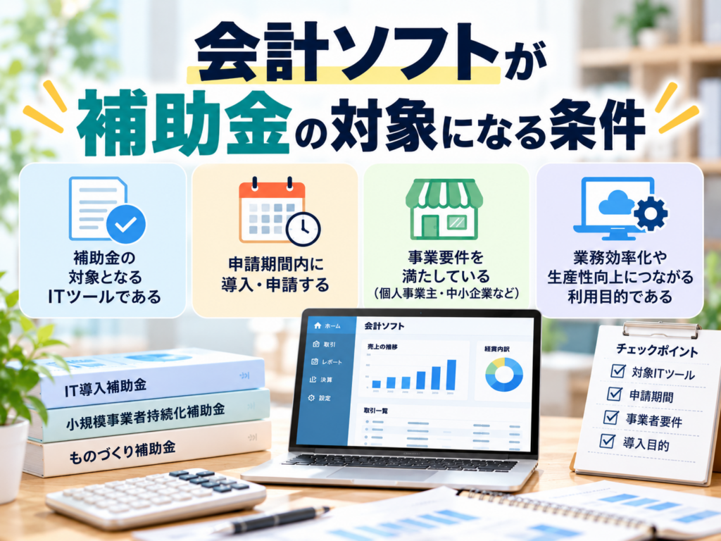 会計ソフトが補助金の対象になる条件や申請要件を解説