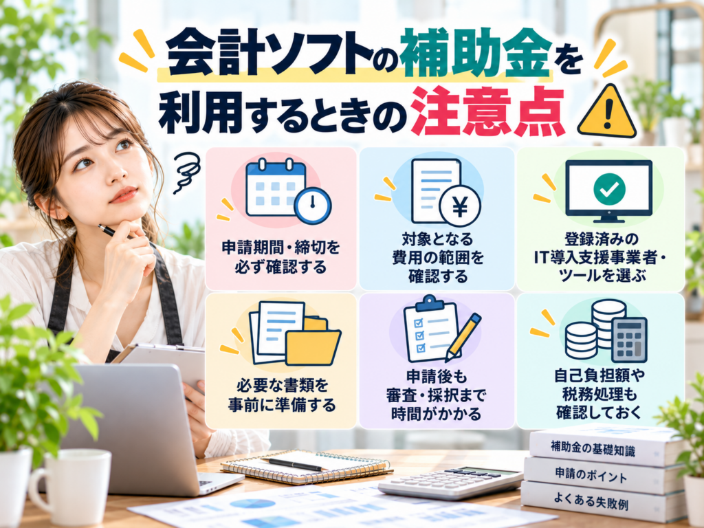 会計ソフトの補助金を利用するときの注意点や申請前に確認すべきポイントを解説