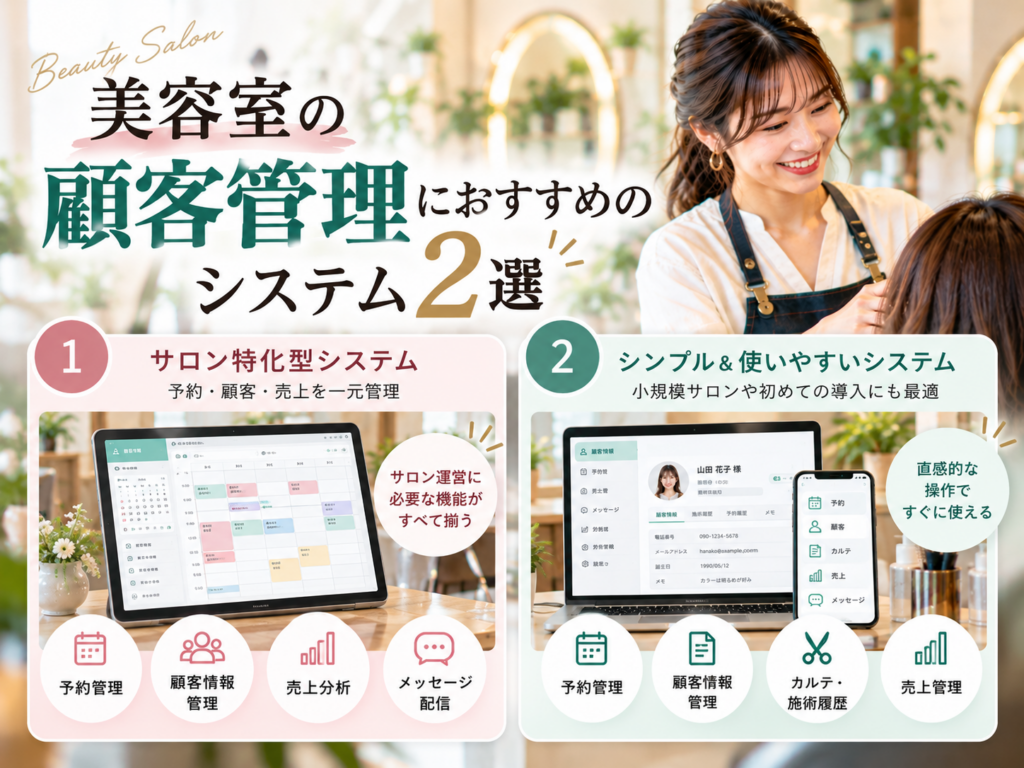 美容室の顧客管理におすすめのシステム2選｜POS＋ beautyとスマレジの機能・特徴を比較