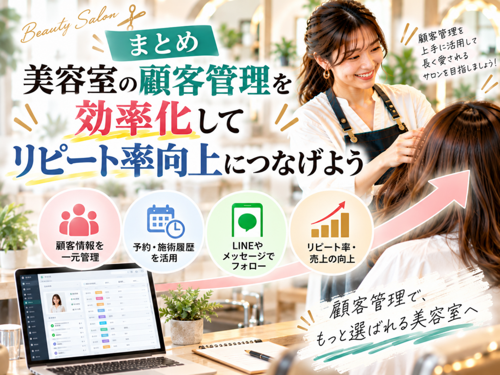 美容室の顧客管理を効率化してリピート率向上へ｜顧客情報の一元管理・予約管理・LINE活用のポイント