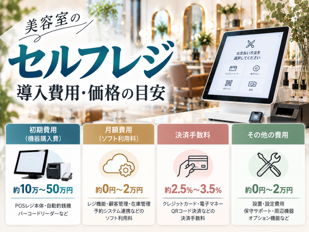 美容室のセルフレジ導入費用・価格の目安|初期費用・月額料金・決済手数料・設置費用を比較