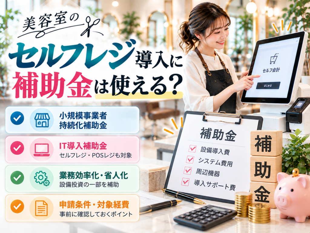 美容室のセルフレジ導入に使える補助金を解説|小規模事業者持続化補助金・IT導入関連補助金の申請条件と対象経費
