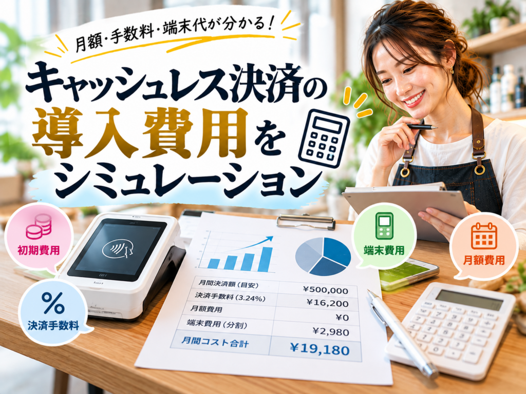キャッシュレス決済の導入費用シミュレーション｜月間決済売上50万円を例に決済手数料・月額費用・端末費用を計算