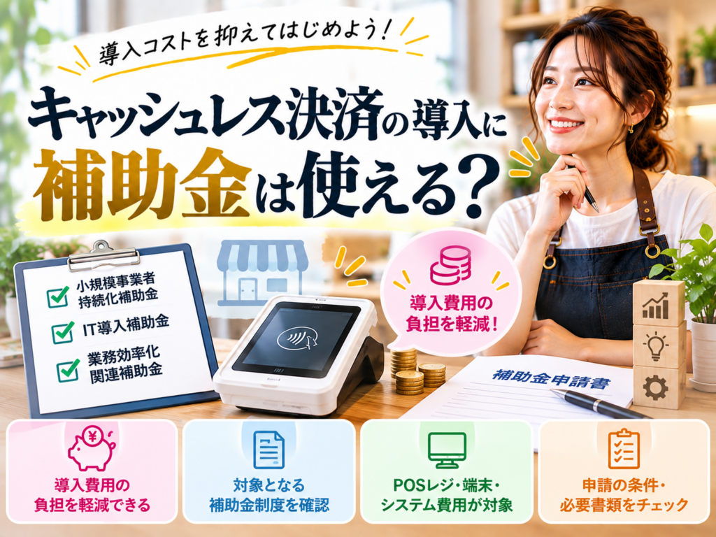 キャッシュレス決済の導入に補助金は使える？小規模事業者持続化補助金やIT導入関連の補助金、対象経費・申請条件を解説