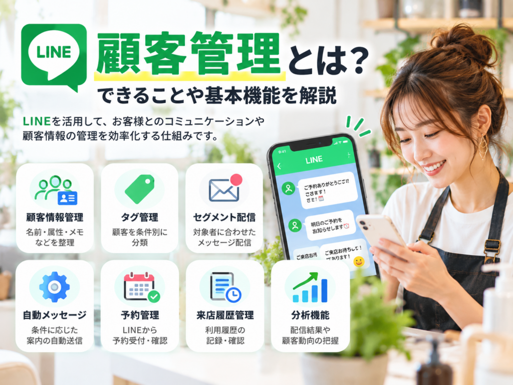 LINE顧客管理とは？顧客情報管理・タグ管理・自動配信・予約管理など7つの基本機能を解説
