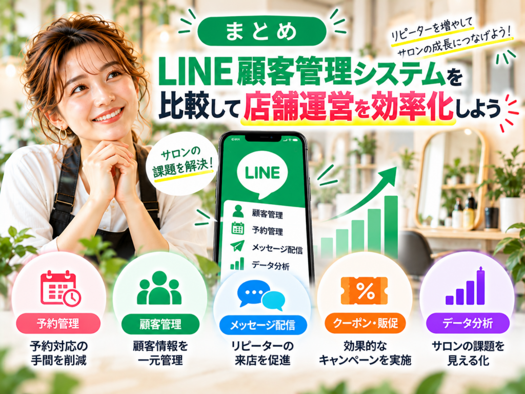 LINE顧客管理システムの比較と導入メリット｜美容室・サロンの予約管理・顧客情報管理・メッセージ配信・業務効率化