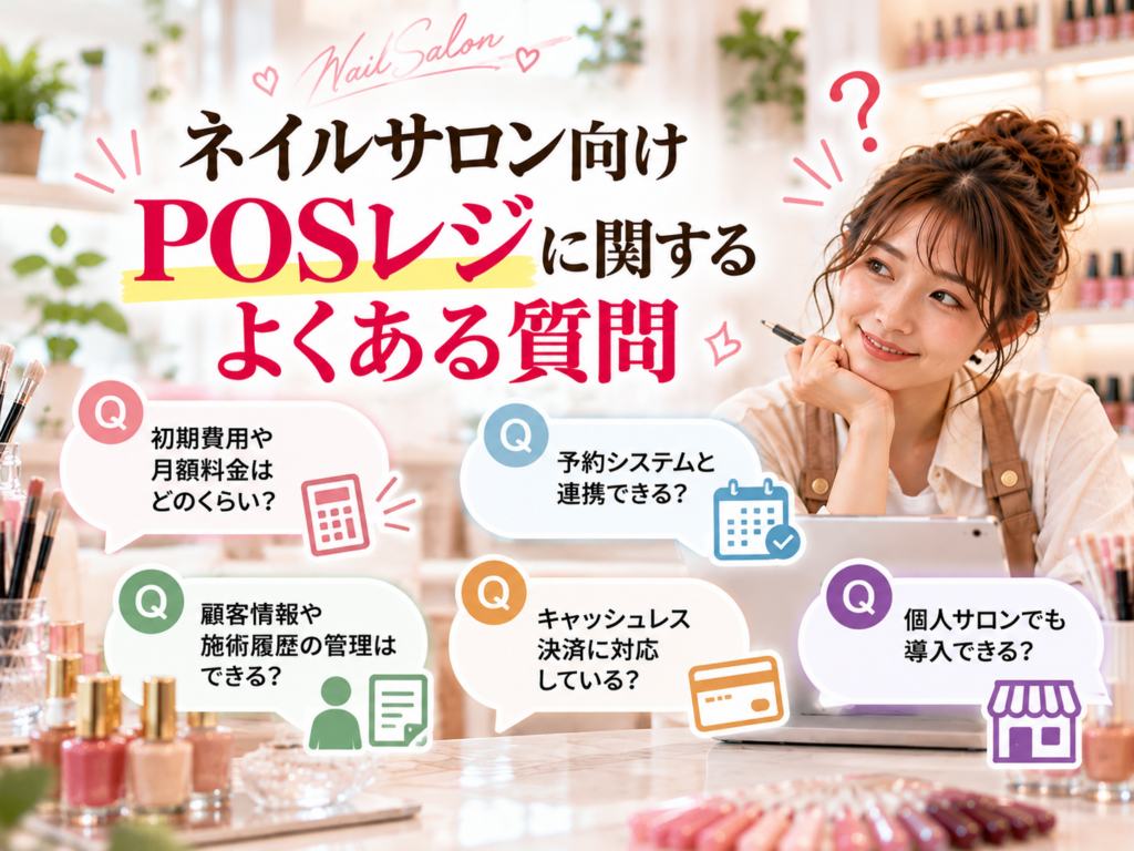 ネイルサロン向けPOSレジに関するよくある質問｜導入費用・月額料金・予約システム連携・顧客管理・キャッシュレス決済の疑問を解説