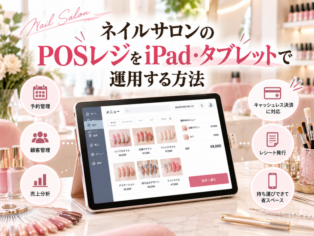 ネイルサロンのPOSレジをiPad・タブレットで運用する方法｜予約管理・顧客管理・売上分析・キャッシュレス決済を効率化