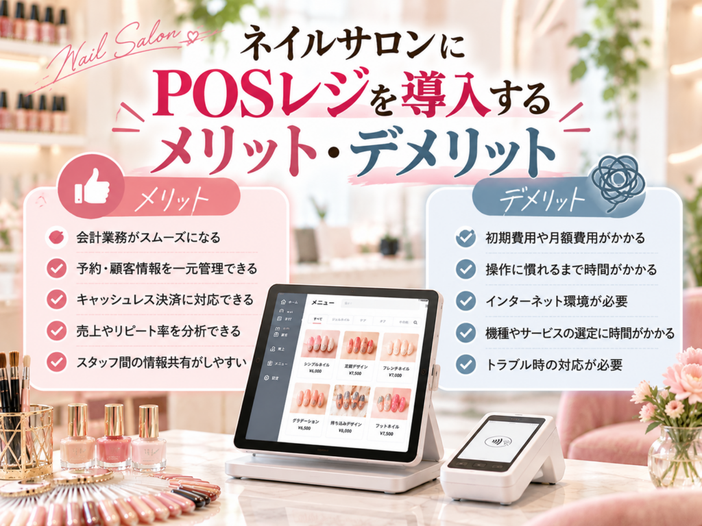 ネイルサロンにPOSレジを導入するメリット・デメリット｜会計業務の効率化・予約管理・売上分析と導入費用や注意点を比較