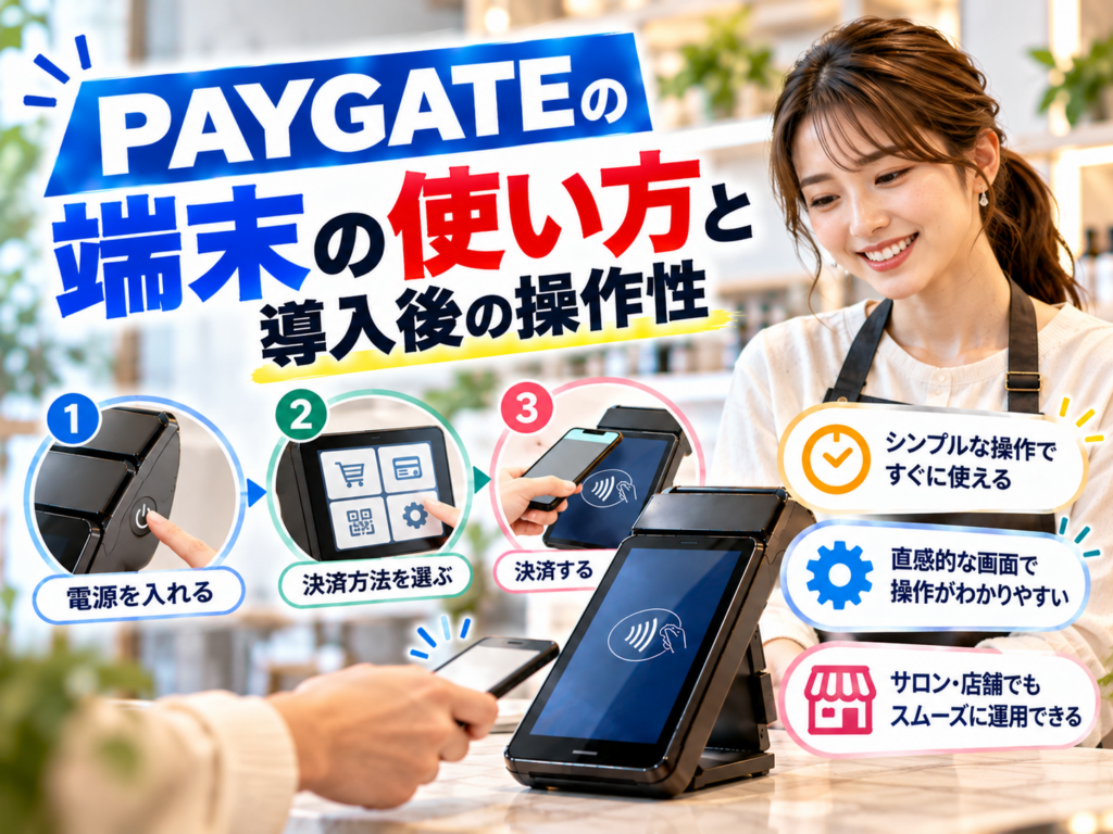 PAYGATEの端末の使い方と導入後の操作性｜電源の入れ方・決済方法の選択・キャッシュレス決済の操作手順を解説