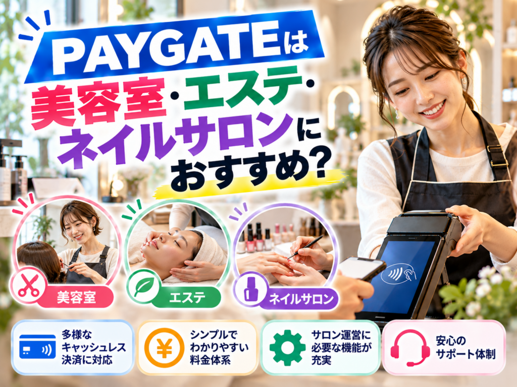 PAYGATEは美容室・エステ・ネイルサロンにおすすめ？サロン向けキャッシュレス決済の特徴・料金・機能・メリットを解説