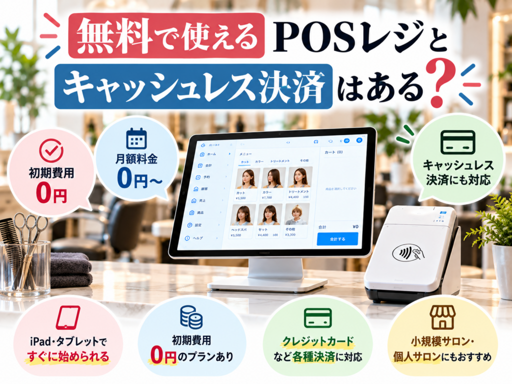 無料で使えるPOSレジとキャッシュレス決済を解説|初期費用0円・月額無料プランの特徴と小規模サロンへの導入メリット