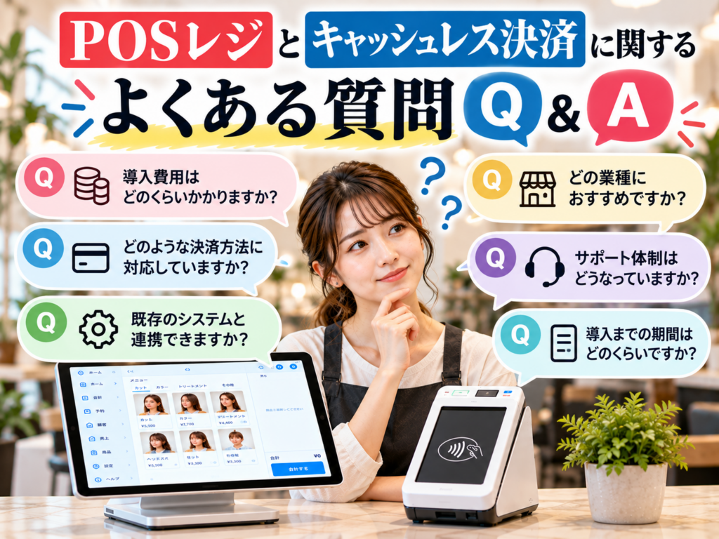 POSレジとキャッシュレス決済に関するよくある質問|導入費用・対応決済方法・システム連携・おすすめの業種・サポート体制を解説