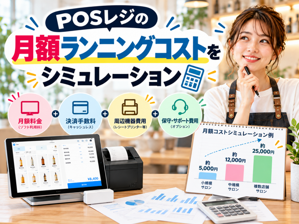 POSレジの月額ランニングコストをシミュレーション|月額料金・決済手数料・周辺機器・保守サポート費用を店舗規模別に比較