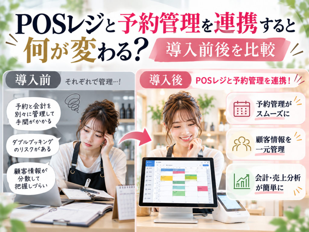 POSレジと予約管理の連携による導入前後の違いを比較|美容室・サロンの予約・顧客・売上管理の効率化