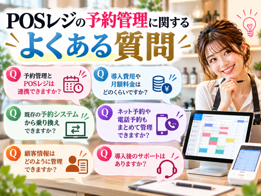 POSレジの予約管理に関するよくある質問|予約システムとの連携・導入費用・月額料金・乗り換え・顧客管理・サポートについて解説
