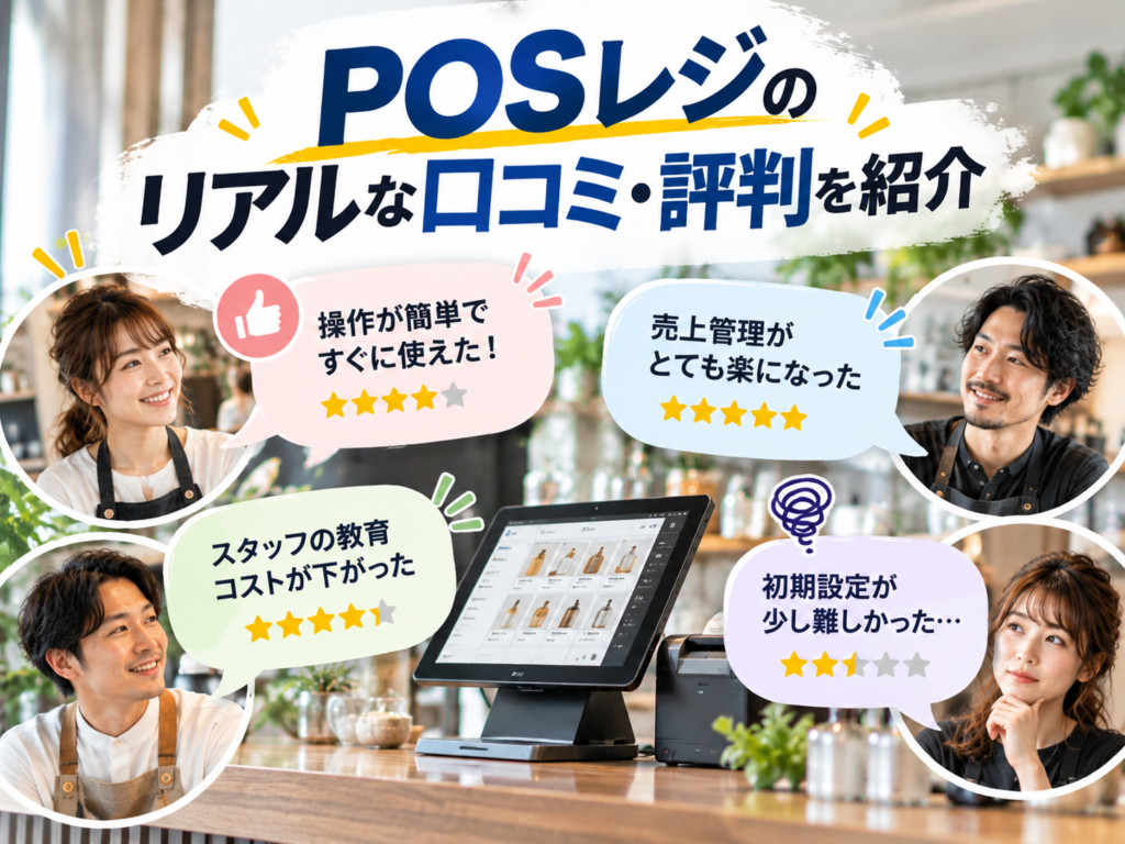 POSレジのリアルな口コミ・評判を紹介!操作性や売上管理の良い評価、初期設定に関する悪い評価を比較
