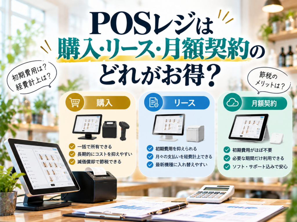POSレジは購入・リース・月額契約のどれがお得？初期費用・経費計上・節税メリットを比較