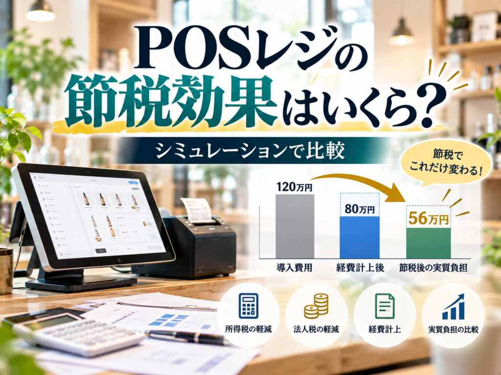POSレジの節税効果はいくら？導入費用・経費計上・所得税や法人税の軽減額をシミュレーションで比較