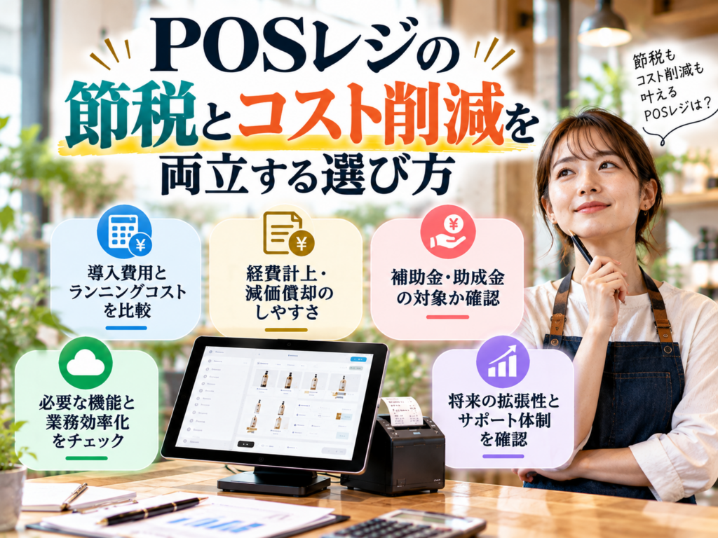 POSレジの節税とコスト削減を両立する選び方｜導入費用・月額料金・減価償却・補助金・必要な機能を比較