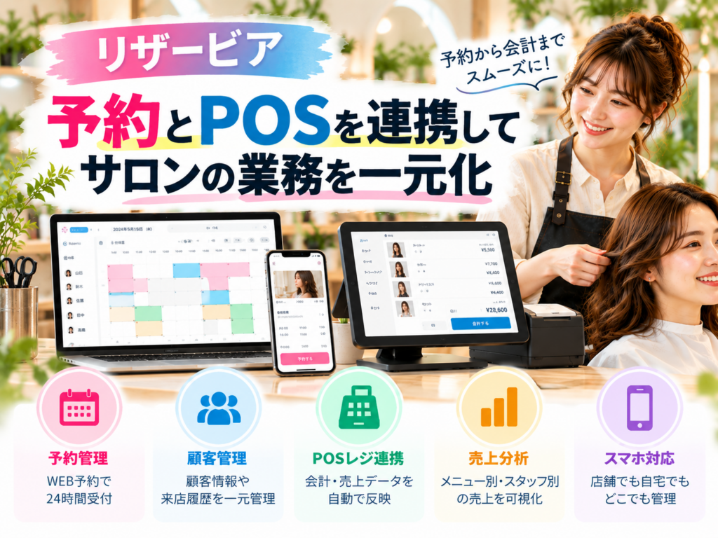 リザービアで美容室・サロンの予約とPOSレジを連携して一元管理