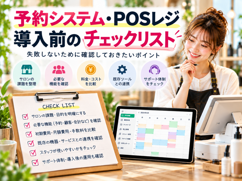 予約システム・POSレジ導入前に確認したい機能・料金・連携・サポートのチェックリスト