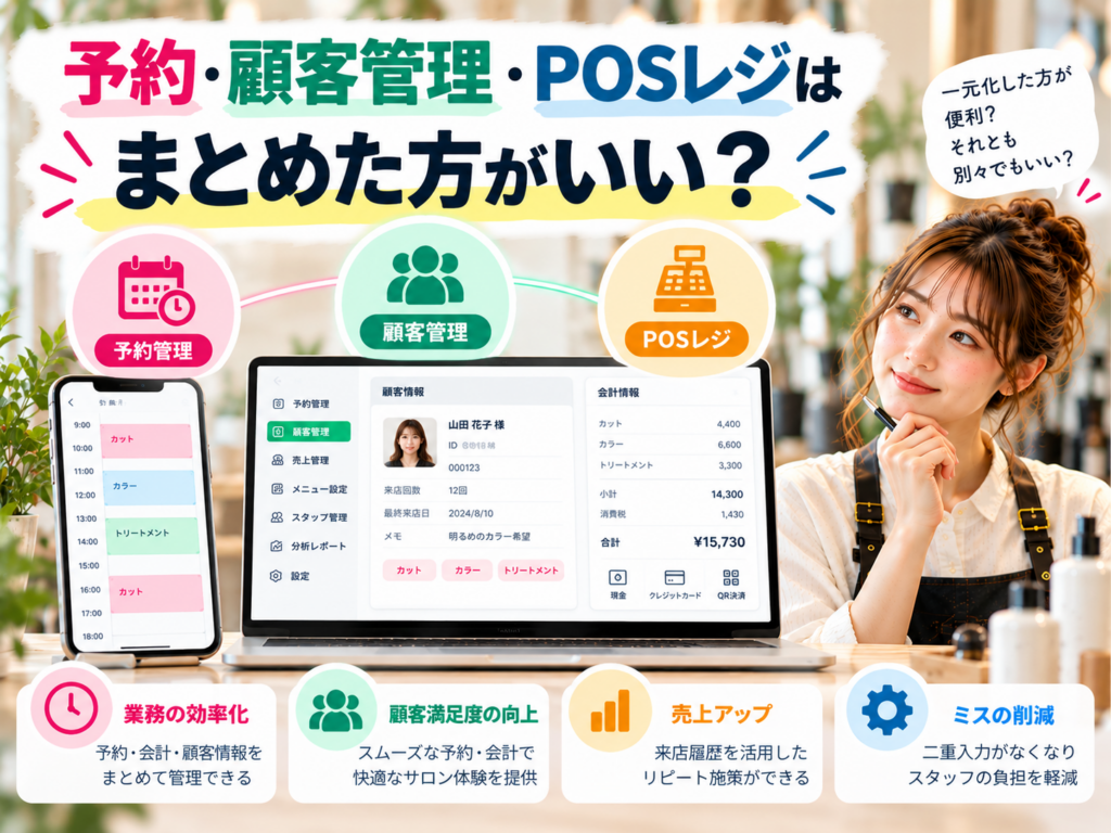 予約・顧客管理・POSレジを一元化するメリットと店舗業務の効率化