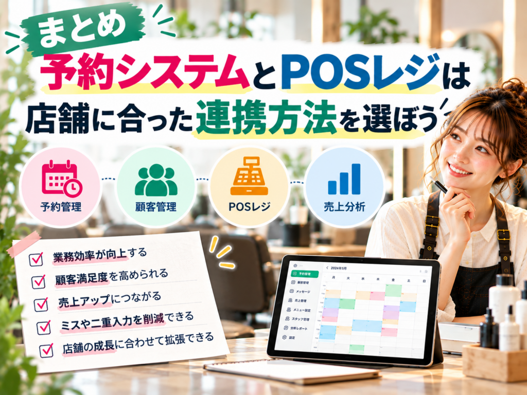 予約システムとPOSレジは店舗に合った連携方法を選ぶことが重要