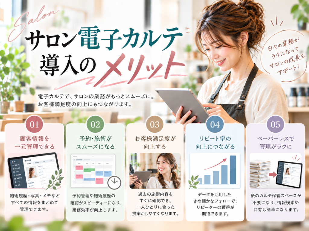 サロン電子カルテ導入のメリット｜顧客管理・予約業務の効率化とリピート率向上