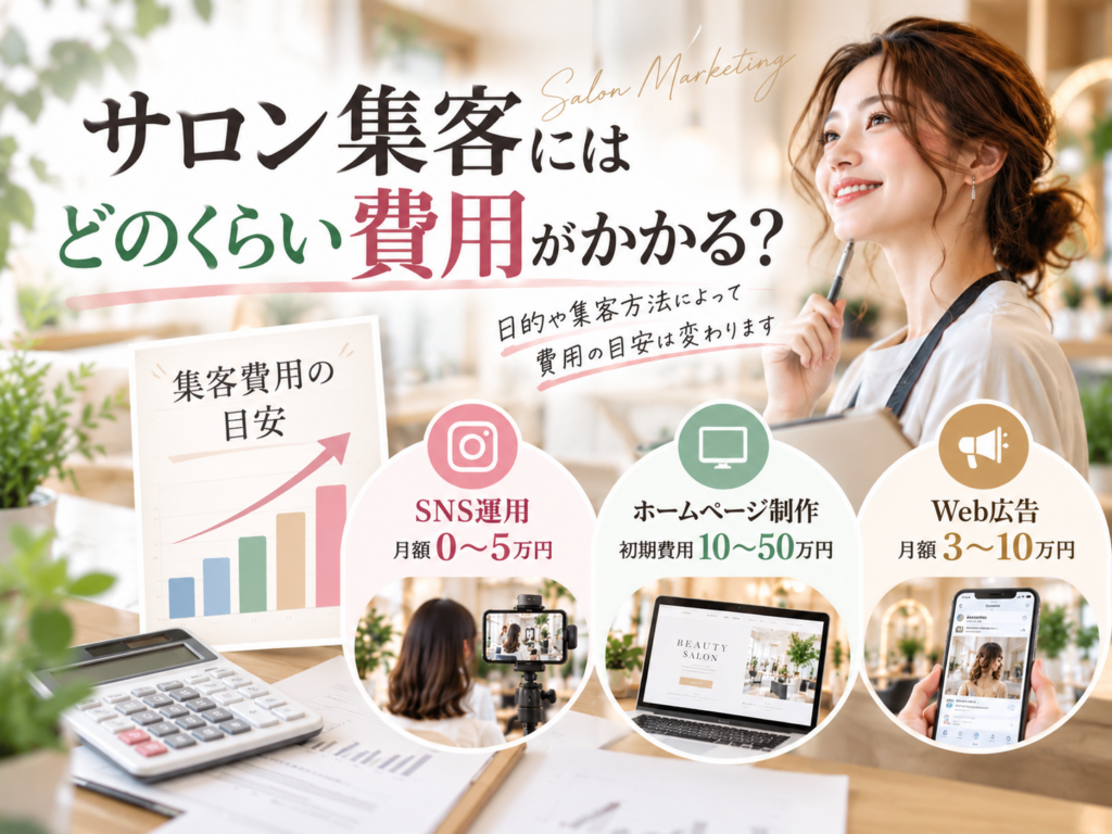サロン集客にかかる費用の目安｜SNS・ホームページ・Web広告を比較