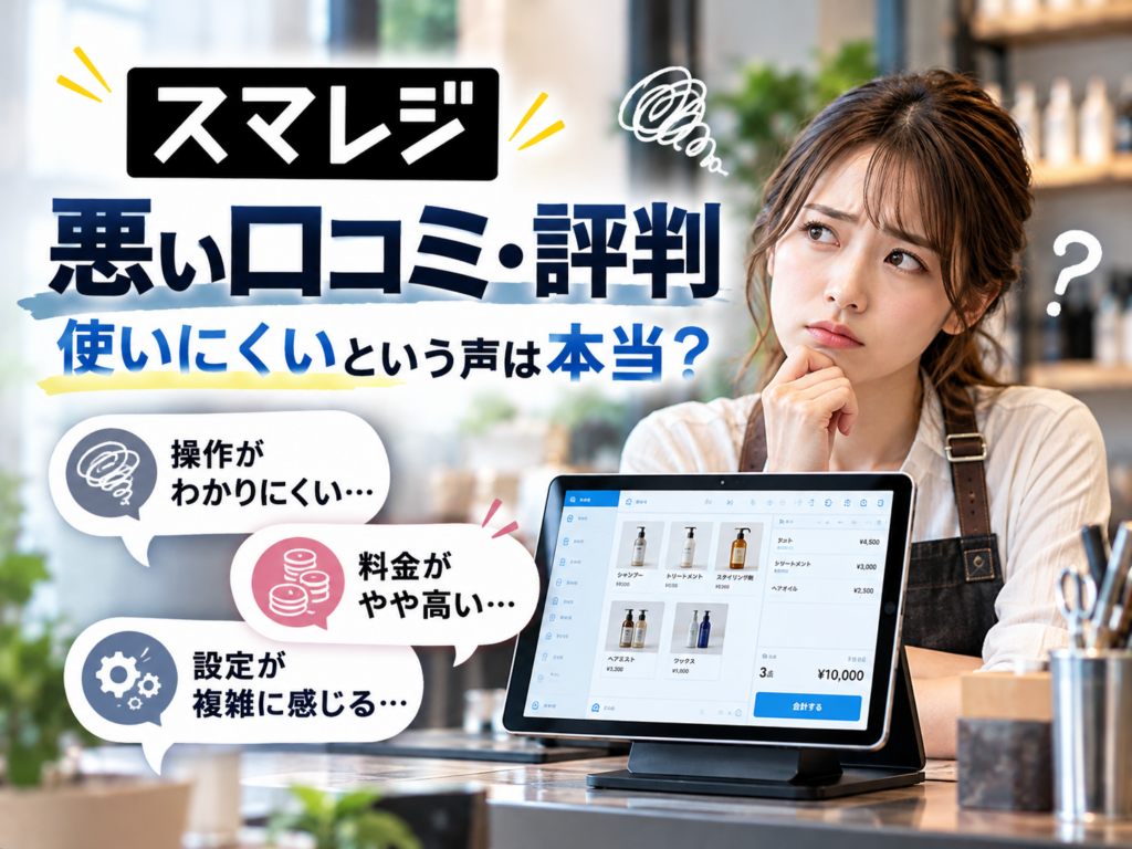 スマレジの悪い口コミ・評判を解説|使いにくいという声や操作性・料金・初期設定に関する不満を紹