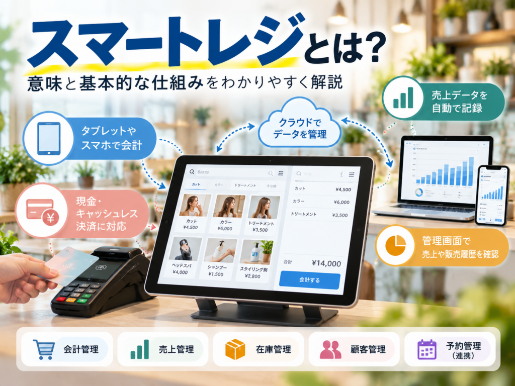 スマートレジとは?タブレットでの会計からクラウドによる売上データ管理まで、基本的な仕組みと機能を解説