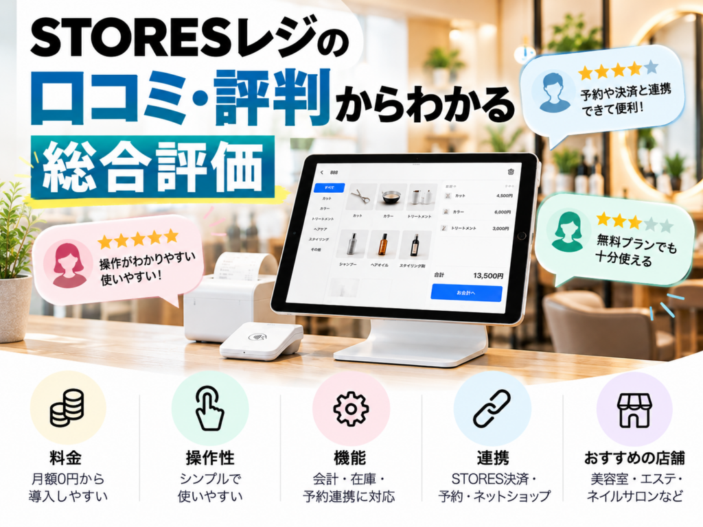 STORESレジの口コミ・評判からわかる総合評価|料金・操作性・機能・連携の特徴と美容室やエステサロンへのおすすめポイント