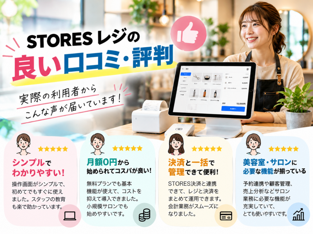 STORESレジの良い口コミ・評判|操作の使いやすさや月額0円の料金、キャッシュレス決済連携などのメリットを紹介