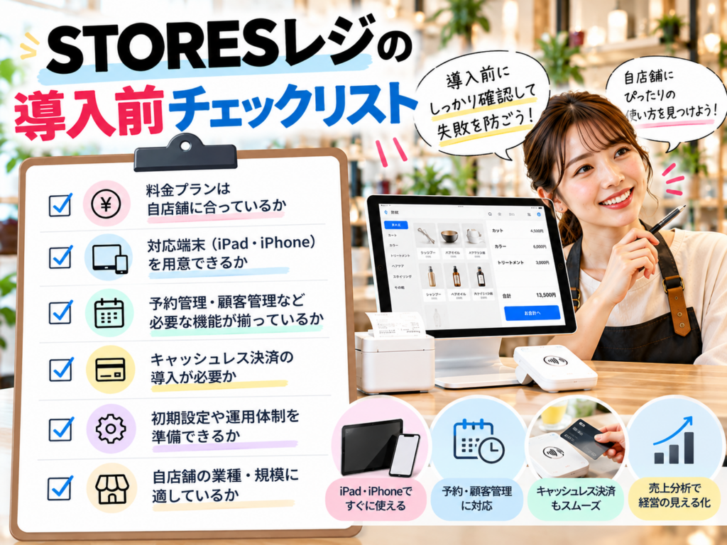 STORESレジの導入前チェックリスト|料金プラン・対応端末・予約管理・顧客管理・キャッシュレス決済・初期設定など確認すべきポイントを解説