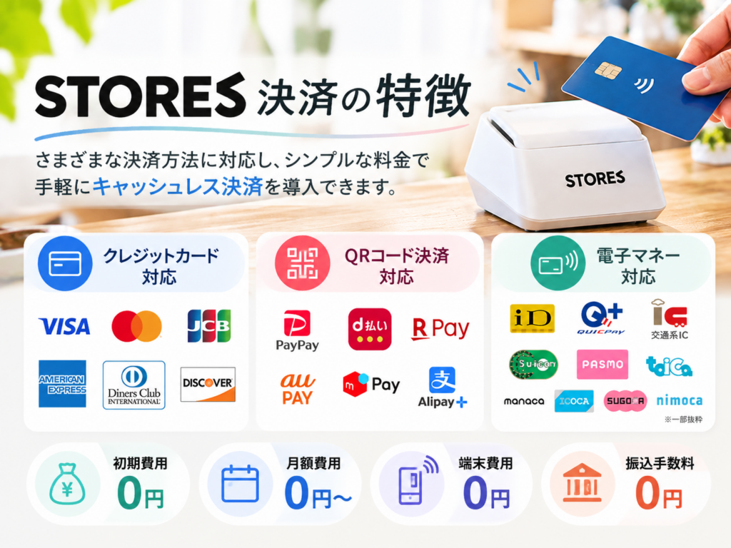 STORES 決済の特徴と対応決済方法を紹介｜クレジットカード・QRコード決済・電子マネーに対応するキャッシュレス決済サービス