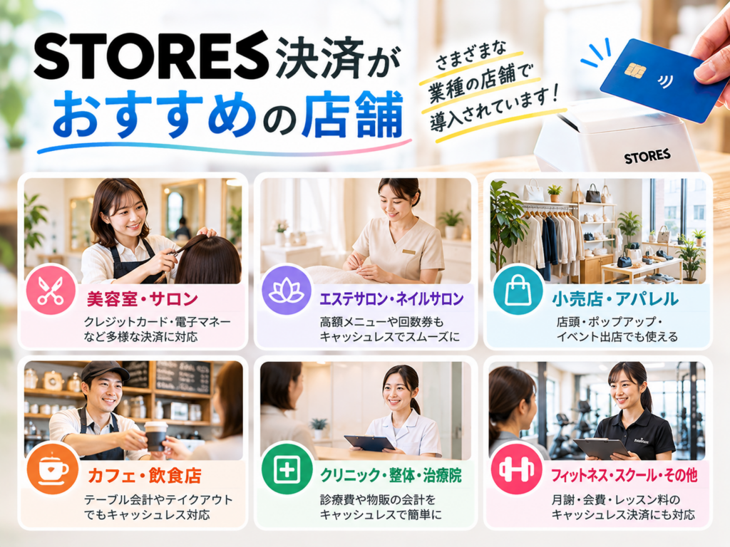 STORES 決済がおすすめの店舗・業種を紹介｜美容室・エステサロン・ネイルサロン・飲食店・小売店などのキャッシュレス決済導入例